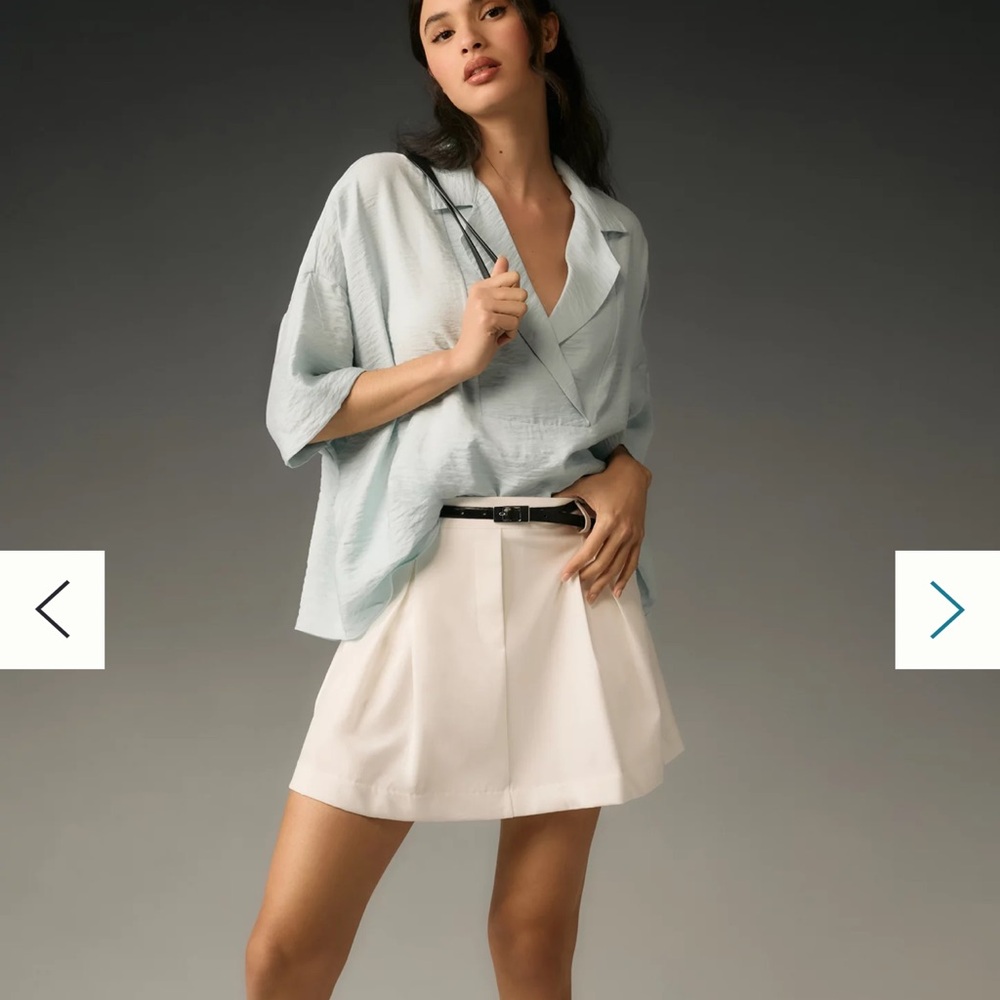 Anthropologie The Dylan Short Sleeve Wide Placket Top Pale Mint